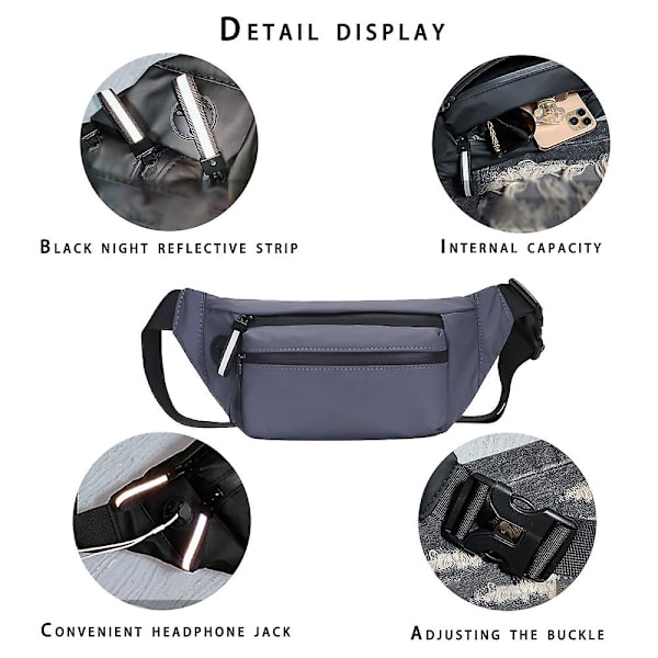 Pu Pocket Herr En-axlad Crossbody Väska-fritids Ryggsäck Sport Diagonal Bakficka grey