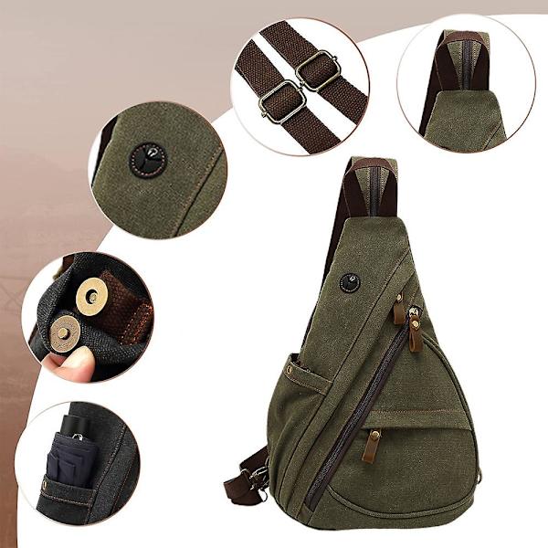Canvas Axelväska - Liten Messenger Bag Axel Fritidsryggsäck Män Och Kvinnor green