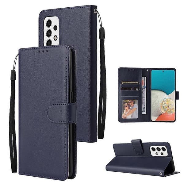 Multifunktionellt läderfodral med 3 kortplatser för Samsung Galaxy A53 5G Navy Blue