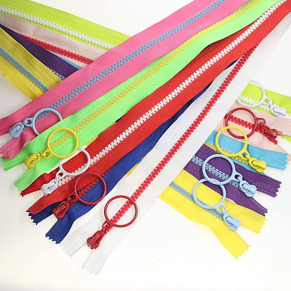 10 tum Resin Dragkedjor Ring Pulls 5# Stängda Dragkedjor Blandade Flerfärgade 25cm Sy Dragkedjor För Diy Handgjorda Hantverk Väskor Bulk 10 st