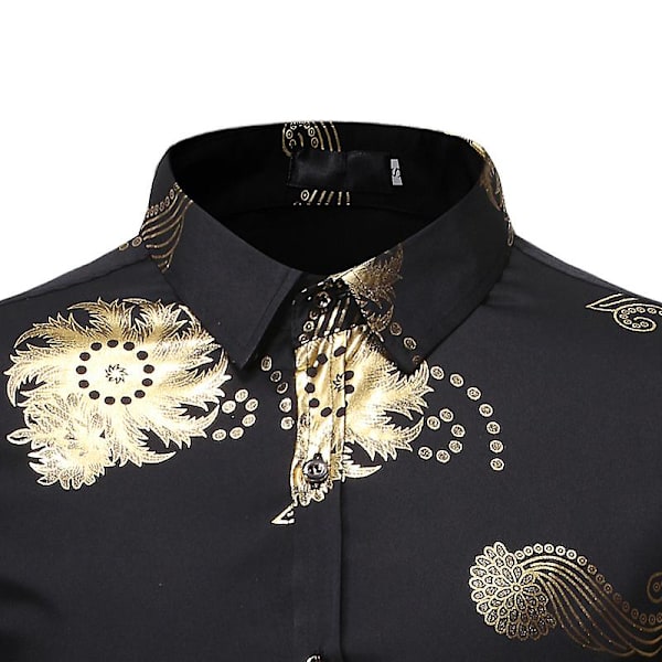Blomstrete Hawaiiskjorte for menn, Slim Fit fritidsskjorte for stranden Black L
