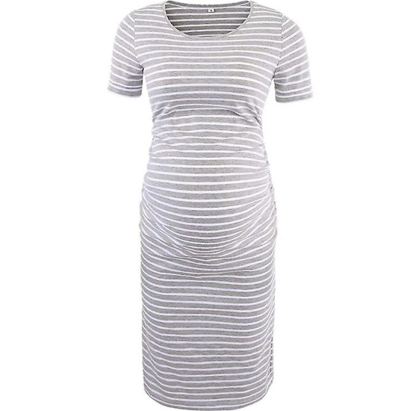 Ventekjole med rynket side, 3/4 ærmekjole, fritidstøj gray1 XL