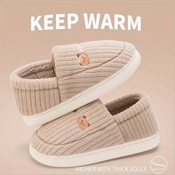 Søde Bjørn Plys Sko til Kvinder, Fuzzy Varme Slip-On Indendørs Anti-Slip Sko, Soveværelsessko Pink EU36 37