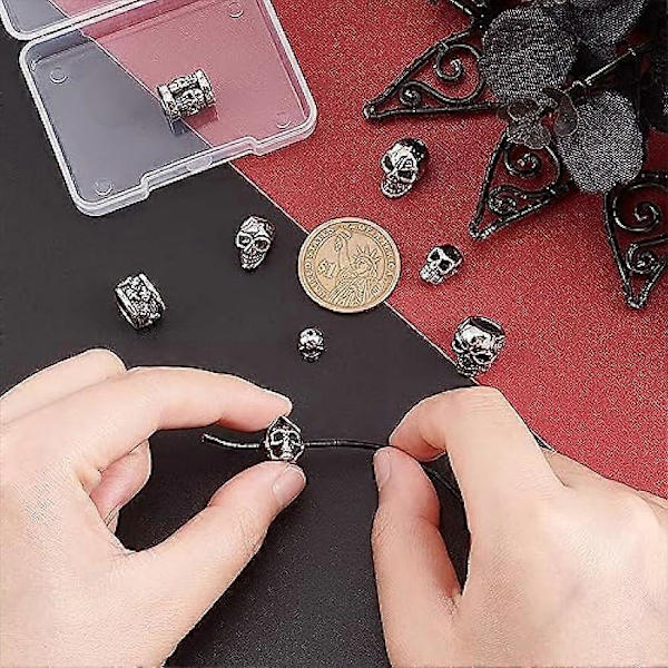 8 kpl 8 tyylin pääkallon helmet 304 ruostumatonta terästä välihelmet antiikkihopea pääkallo löysät helmet 1,5~8,5 mm reikä pääkallo