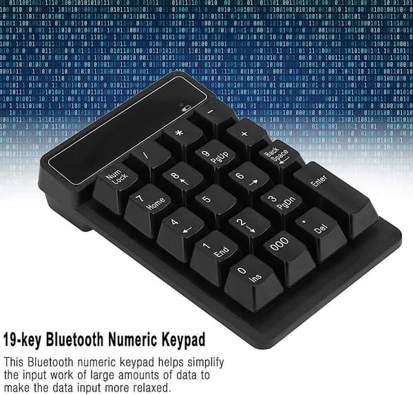 Numerisk tastatur, 19 taster Bærbart trådløst numerisk tastatur Bluetooth Numpad til computer bærbar, 10m Bluetooth-forbindelse, Lang arbejdstid