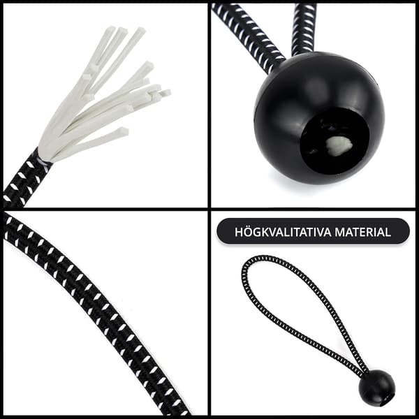 Belle Vous 50-pack svarta och hållbara gummiband med bollar - 2 storlekar - Elastiska bindningsrep