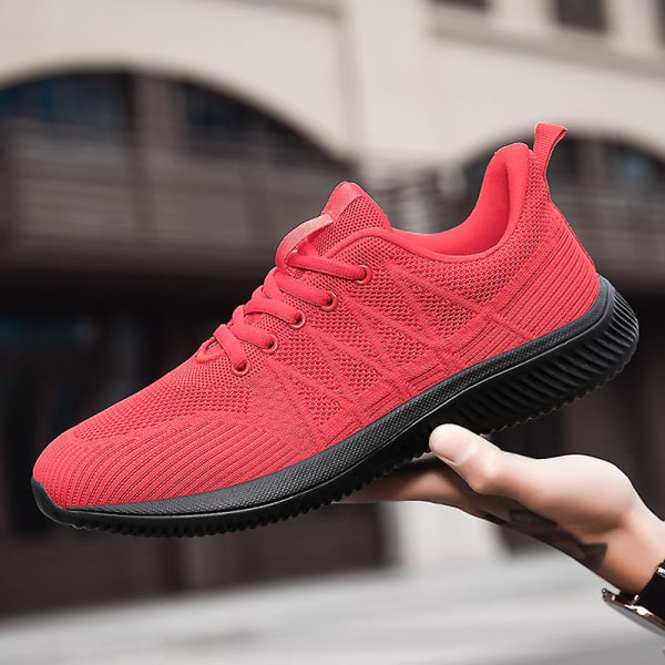 Løpesko for menn, lett pustende gåsko, atletiske motesneakers 3Dsf022 Red EU 40