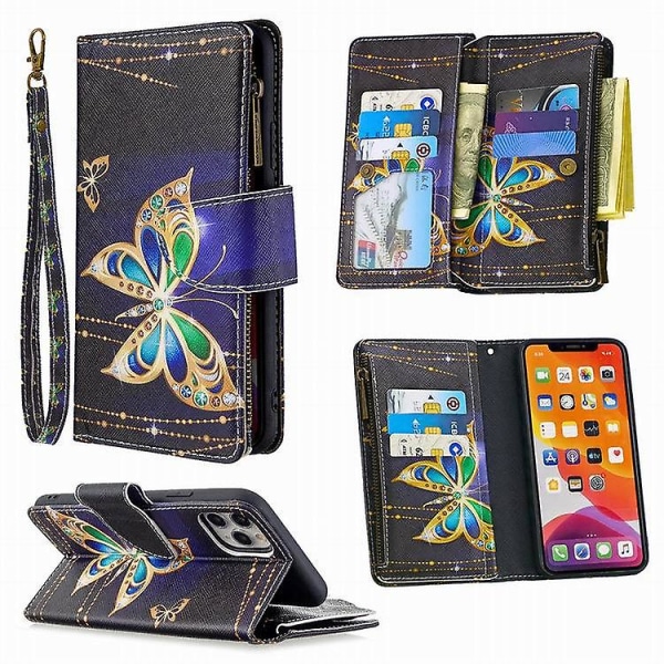 Yhteensopiva iPhone 13 lompakkokotelo, monitoiminen nahkainen vetoketjullinen lompakkokotelo style 6 iPhone13mini