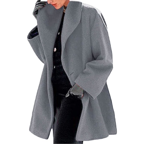 Fashion Multicolor Damkläder Ullrock Trenchcoat Lång Varm Vinter Parka Med Slag gray 4XL