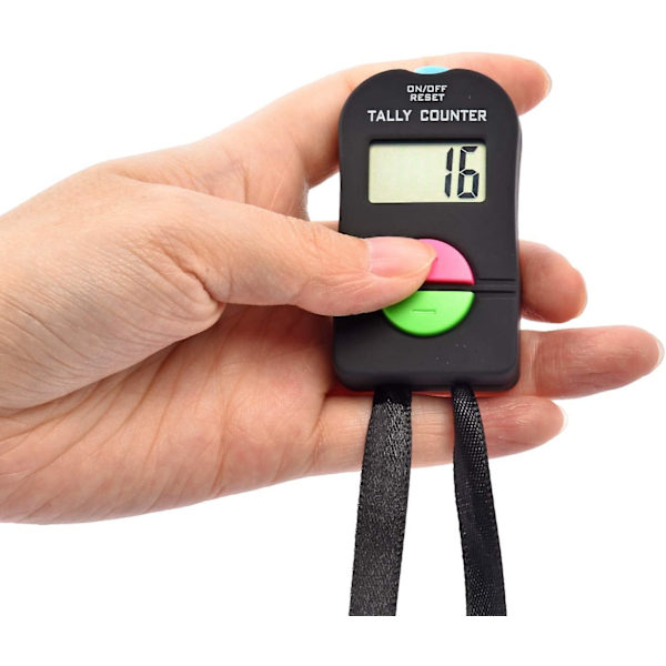Elektronisk räknare/handhållen digital klicker med snöre, 4 siffror, diskgolf/baseballplan/bussförare/fisk/virkningsradantal (1 förpackning)