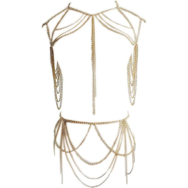 Boho BH-kroppskedjeset i legering med tofsar, strandmidjekedjor, fashionkroppsaccessoarer