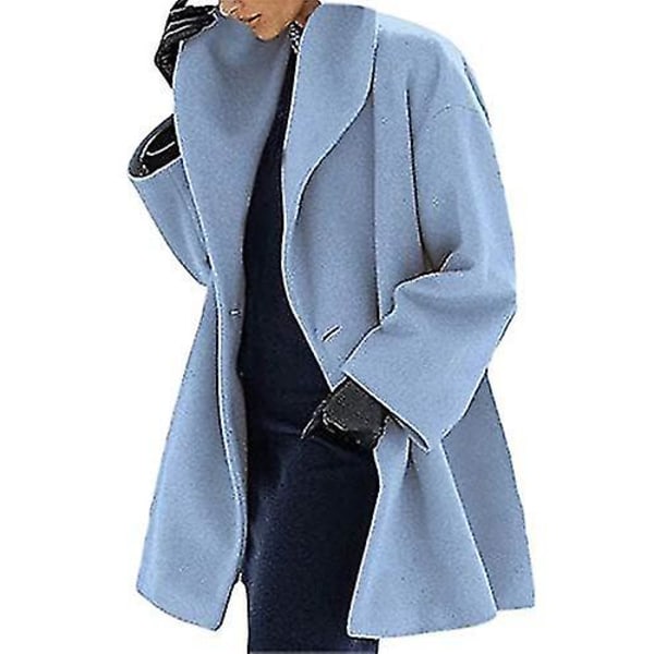Motefarget ullfrakk for kvinner, trenchcoat, lang, varm vinterparka med revers Red XXL