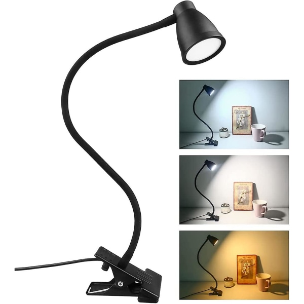 14 led klämma bordslampa, 3 färger, 5 justerbar ljusstyrka, USB sängklämlampa, ögonskydd 360 flexibel läslampa för studier och arbete