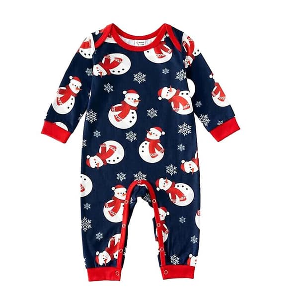 Julepyjamas for barn, voksne og familier - Matchende snømann-pyjamas 6M