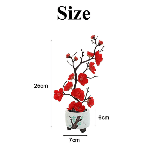 Simulerade blommor, gröna växter, krukväxter, simulerade plommonblommor krukväxter, heminredning, festdekoration Big red