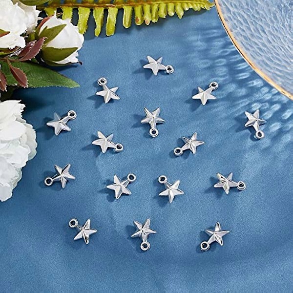 400 kpl Platinatähti Riipuskorut Pinnoitetut Tähti Muovikorut 16,5x13,5mm Pentagrammikorut DIY-korujen Rannekorujen Kaulakorujen Tekemiseen