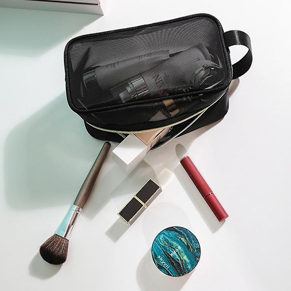 Transparent Resväska i Mesh, Stor Kapacitet, Högdensitets Mesh, Makeup Och Necessär style  style2
