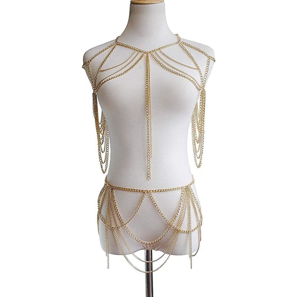 Boho BH-kroppskedjeset i legering med tofsar, strandmidjekedjor, fashionkroppsaccessoarer