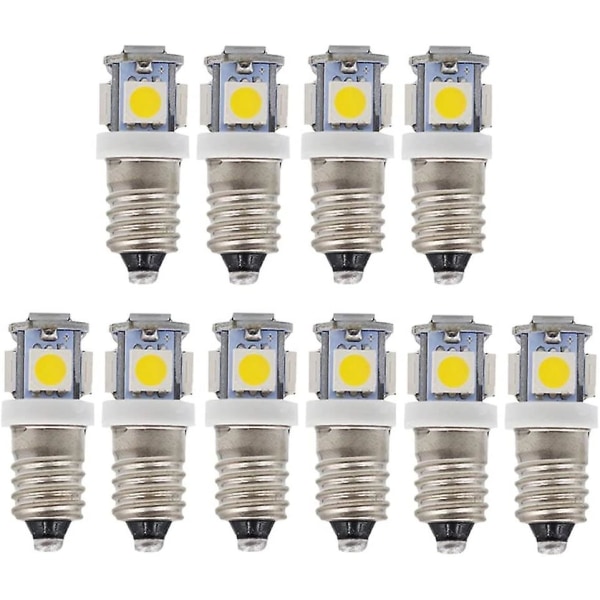 10 st E10 12v Kallt vitt LED-lampor 5smd 0,5w 50lm Lampvarm vitt