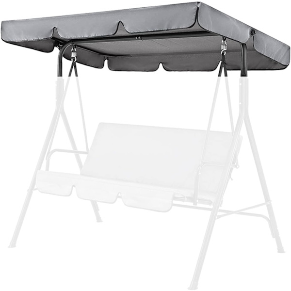 Ersättningstak 195 x 125 x 15 cm Gungstol, Soltak för Hollywoodgunga, Universell 3-sits Snap Cover Takskydd grå