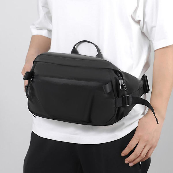 Fanny Pack för män och kvinnor, plus size midje, gym, utomhus, modebälte, midjeväska, packpåse black
