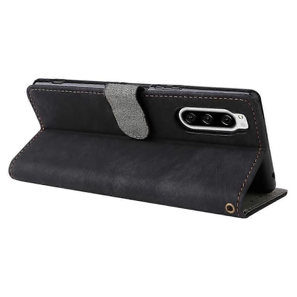 Plånboksfodral för Sony Xperia 5 med RFID-skydd, PU-läder, stativ - Brun Black