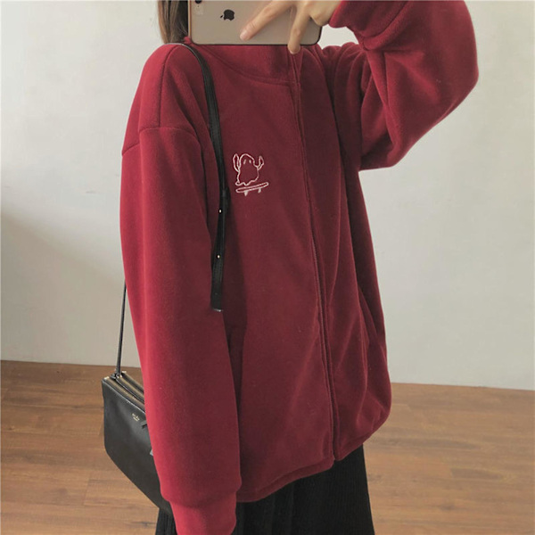 Kvinnors Oversize Sweatshirt Enfärgad Sweatshirt Med Ficka Lämplig För Vänner Samlas Bär XL Red