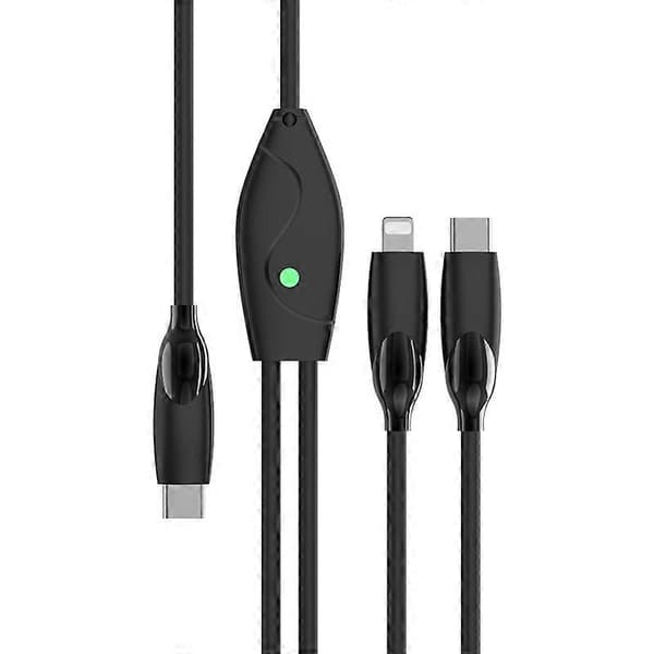 1,2 m 2-in-1 Latauskaapeli PD 100W Type-C - Type-C+iP Datakaapeli merkkivalolla