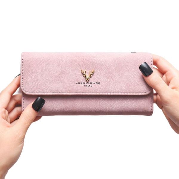 Swdvogan Ny Damepung Koreansk Mode Frosted Clutch Lang Hjorte Lynlås Hasp Tobacco Powder