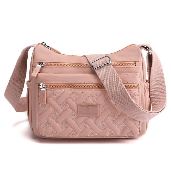 Kvinnor Crossbody Väska Multi-ficka Nylon Vattentät Lätt Casual Axelväska Handväska Portfölj Pink