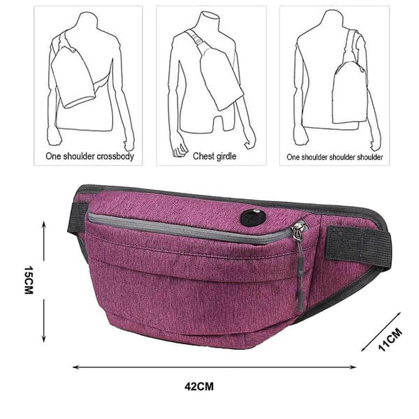 Utomhus vandring och löpning nylon plånbok multifunktionell fritid stänksäker löpning plånbok purple