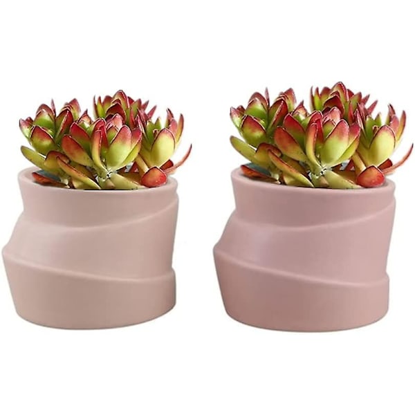 Sæt med 2 keramiske urtepotter - Irregulær form - Kreativ - Til små planter, kaktusser (a + B) style 1
