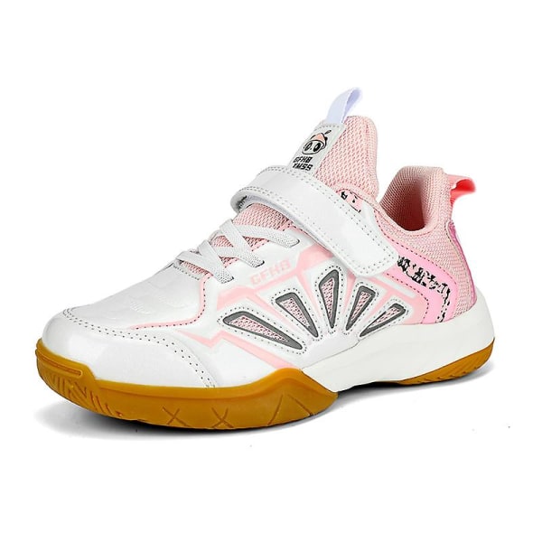 Lätta sneakers för barn, fashionabla inomhusskor för badminton 3D991 WhitePink EU 30