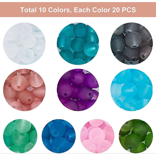 250 st Frosted Glaspärlor 8mm Godisfärgade Frosted Pärlor Bulk Sommarblå Lösa Pärlor Distanser