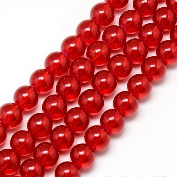 1 Strand Bakade Målade Glaspärlor Strängar Imitation Opalit Runda Röda 8mm Hål: 1,3~1,6mm cirka 100st/sträng 31,4 tum