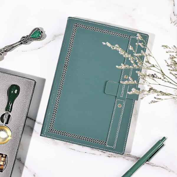 A5 Ruled Notebook Hardcover Läderjournal, kreativ insats spänne anteckningsböcker, tjockt linjerat papper kompositionsbok 320 sidor för kontor skola hem