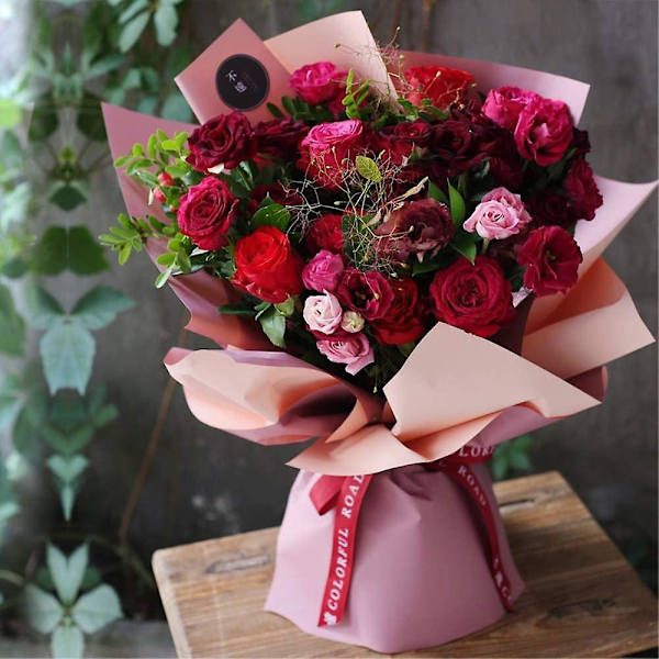 Dubbelsidigt blomsteromslagspapper Vattentät presentförpackning Blomsterhandlare Bukettmaterial 20 ark 23,6x23,6 tum (11)