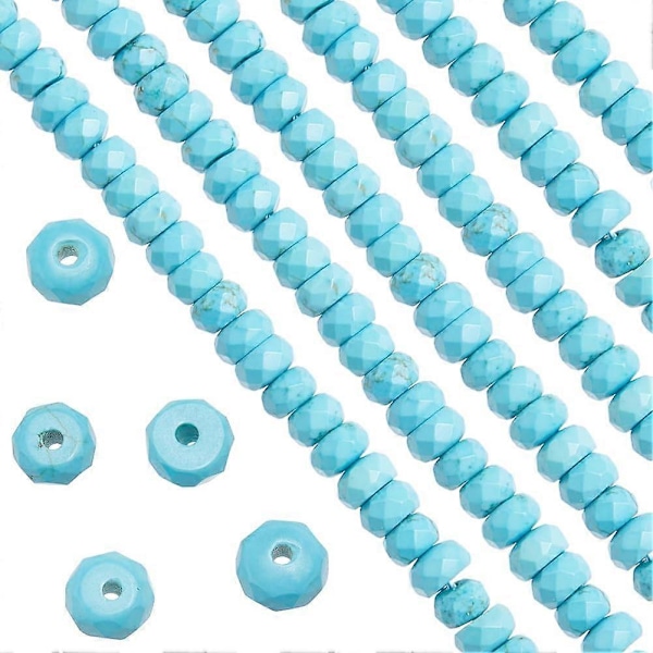 1 Ask 110+ st 3mm Turkos Heishi Pärlor Natursten Skivpärlor Små Blå Stenar Ädelsten Lös Platta Runda Distanspärla Bulk för Smyckestillverkning DIY