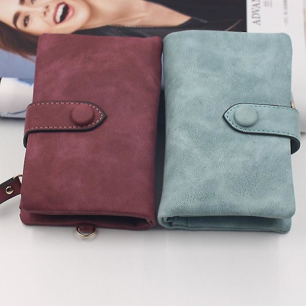 Søt Dame Tri-fold Lommebok Kort Design PU Lær Kortholdere Green