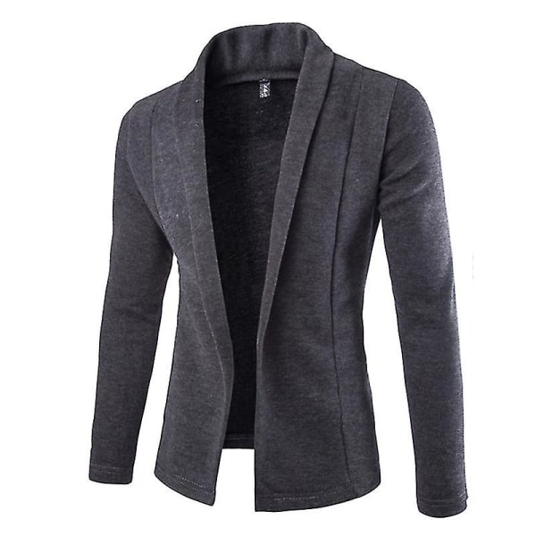 Herre Solid Blazer Cardigan Langermet Casual Slim Fit Genser Jakke Strikkejakke 2XL C