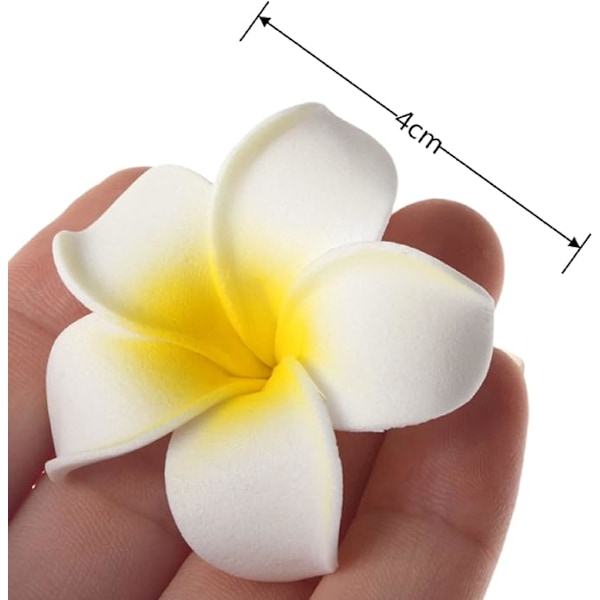 Konstgjord skum Frangipani blomma falsk plumeria för bröllop jul fest hårnålsdekor, paket med 10