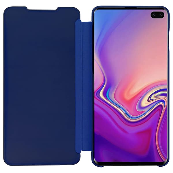 Flip Case, Speil Case for Galaxy S10 Plus, Stående Cover - Mørkeblå