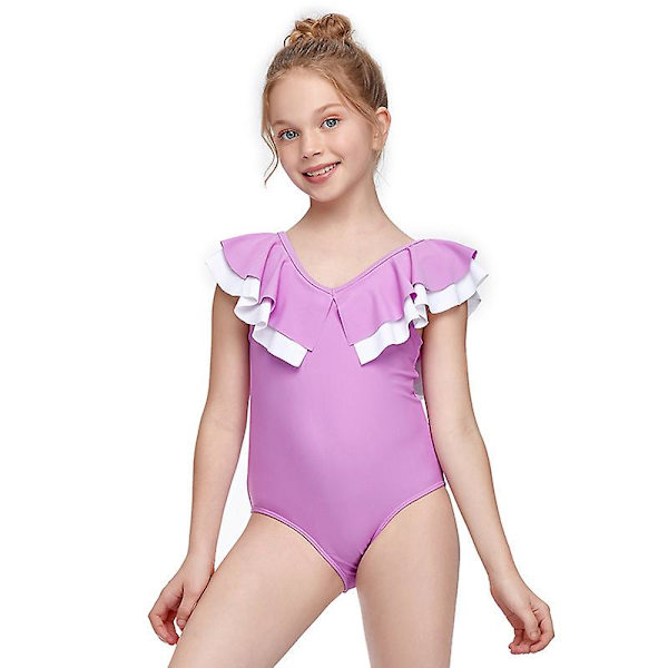 Flickande strand sport halterneck baddräkt med tjocka band purple 140