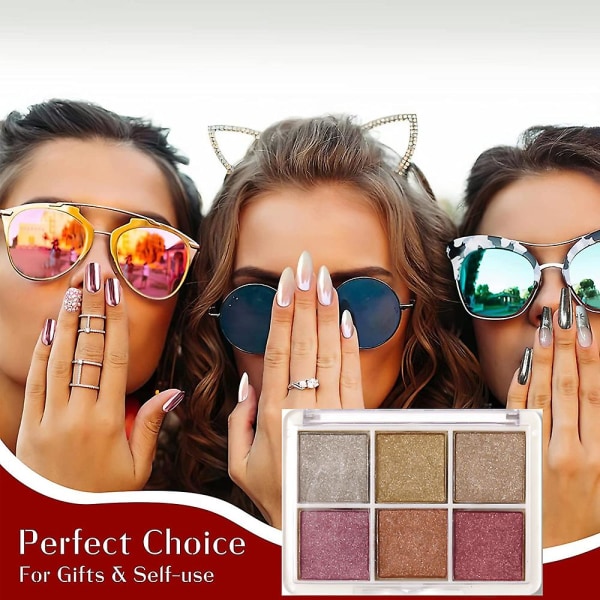 Sekskantet Solid Magic Mirror Pulver, Gratis 3 Magic Mirror Børster, Lavet Af Glas Og Farvet Aluminium style  style2