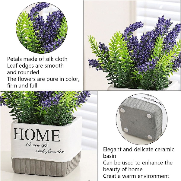 Konstgjord lavendel, stjärnformade falska gröna växter, krukväxter, små dekorationer, hem vardagsrum, matsal dekoration, bonsai purple