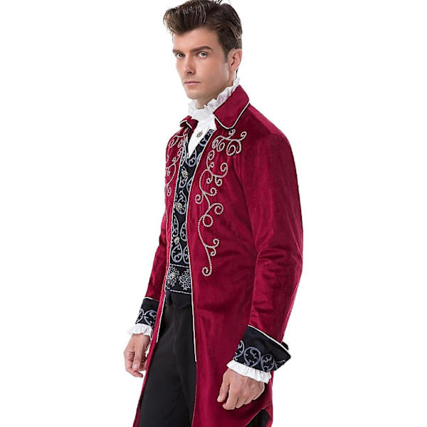 Miesten Steampunk Vintage -frakkitakki, goottilainen viktoriaaninen takki, univormu, Halloween-asu RED M