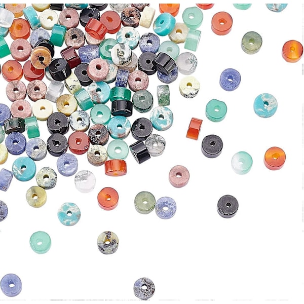 160 st 8 Stilar Naturliga Heishi Stenpärlor 4mm Platta Runda Stenpärlor Skivor Distans Pärlor Lösa Pärlor för Armband Örhängen Halsband Smyckestillverkning DIY Hantverk