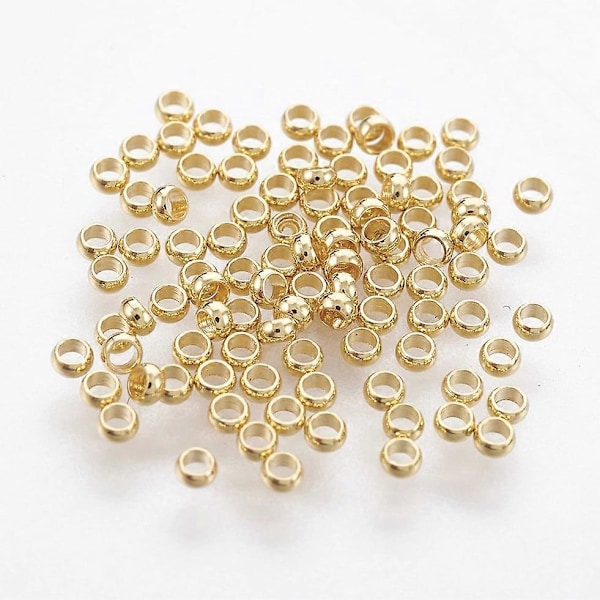 10 st 316 Kirurgiskt Rostfritt Stål Crimp Pärlor Rondelle Guld 1,9 mm Hål: 1 mm