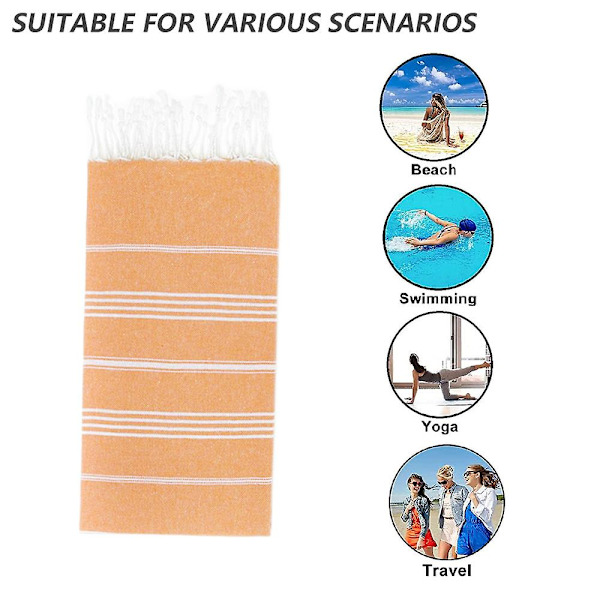 Turkiskt strandlakan Överdimensionerat 90*180cm 100% Bomull Sandfritt  Simhandduk Lätt Reshandduk Orange