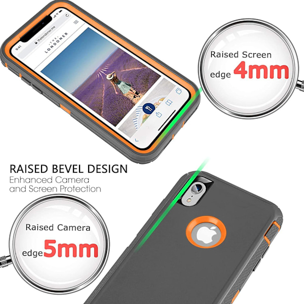 iPhone XR-fodral, xmon Bältesklämma Holster Robust Kickstand Skyddande Skal [Dammsäkert] [Stöttåligt] Kompatibelt med Apple iPhone XR [6,1 tum](svart/
